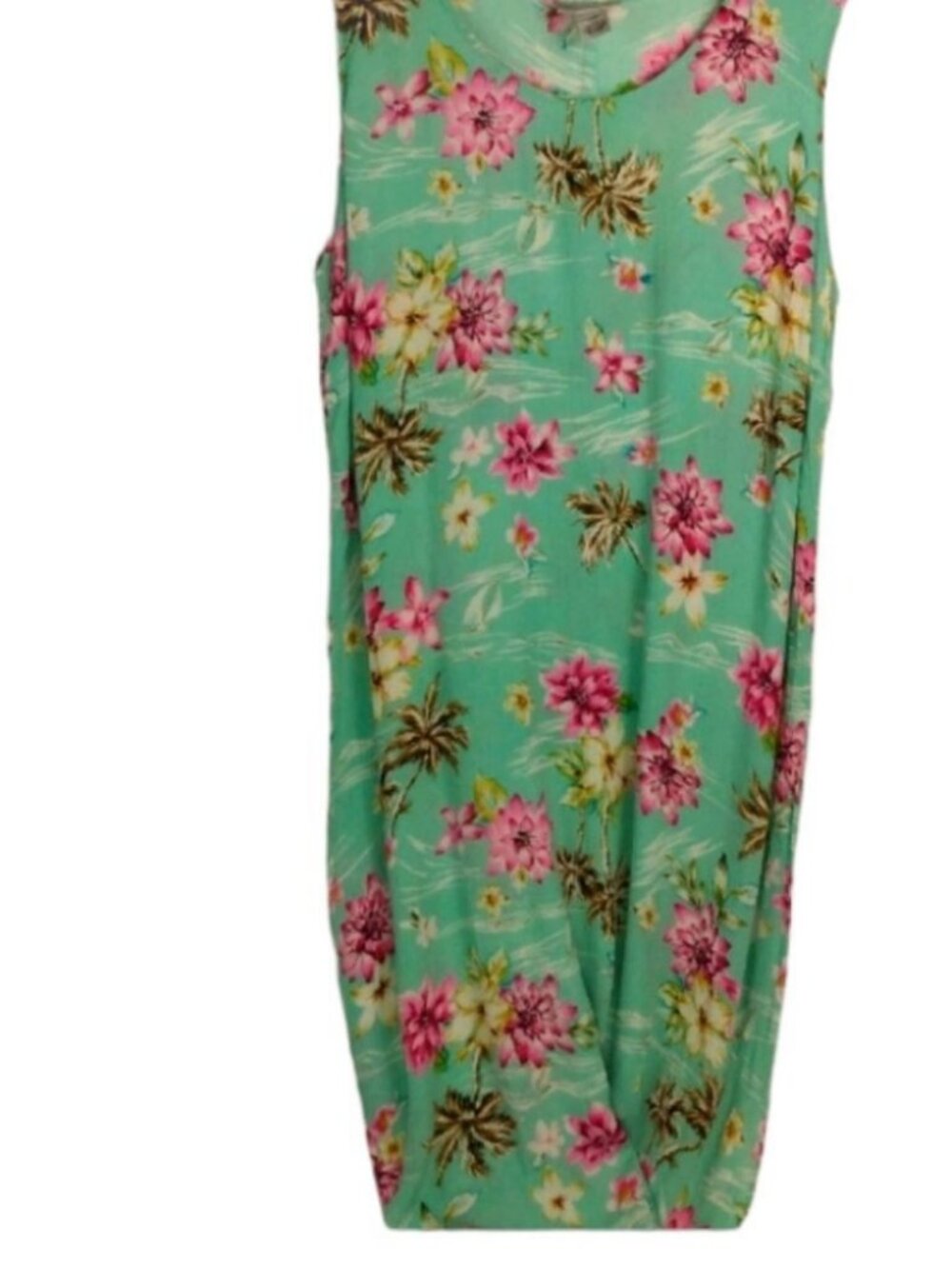 Anna Maxwell 1XP Green Pink Aloha Maxi Dress Petite